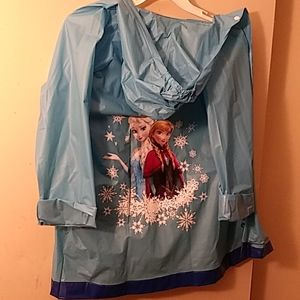 Girl's Small Frozen Rain Coat in Light Blue